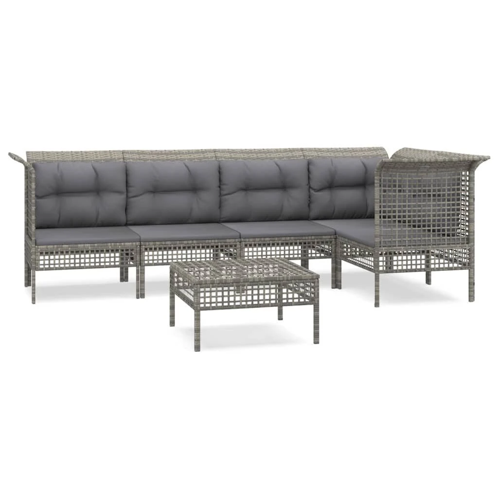 Set De Muebles De Jardín 6 Pzas Y Cojines Ratán Sintético Gris VidaXL