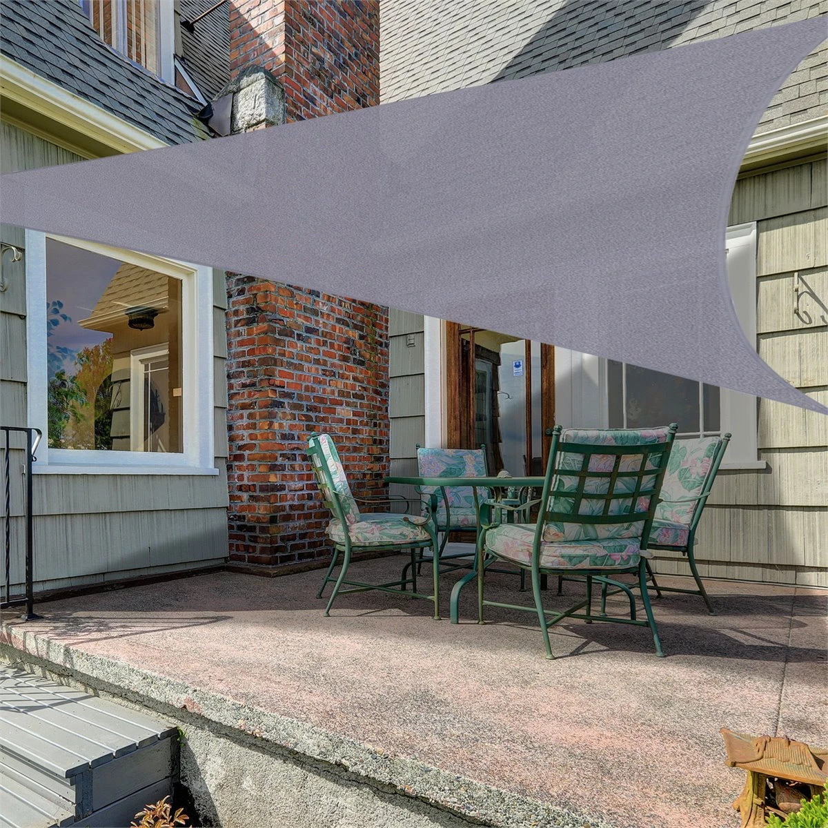 Outsunny Toldo Vela Triangular 3x3x3m Vela De Sombra Para Terraza Jardín Camping Resistente Al Agua Protección UV Poliéster Color Gris - Imagen 2