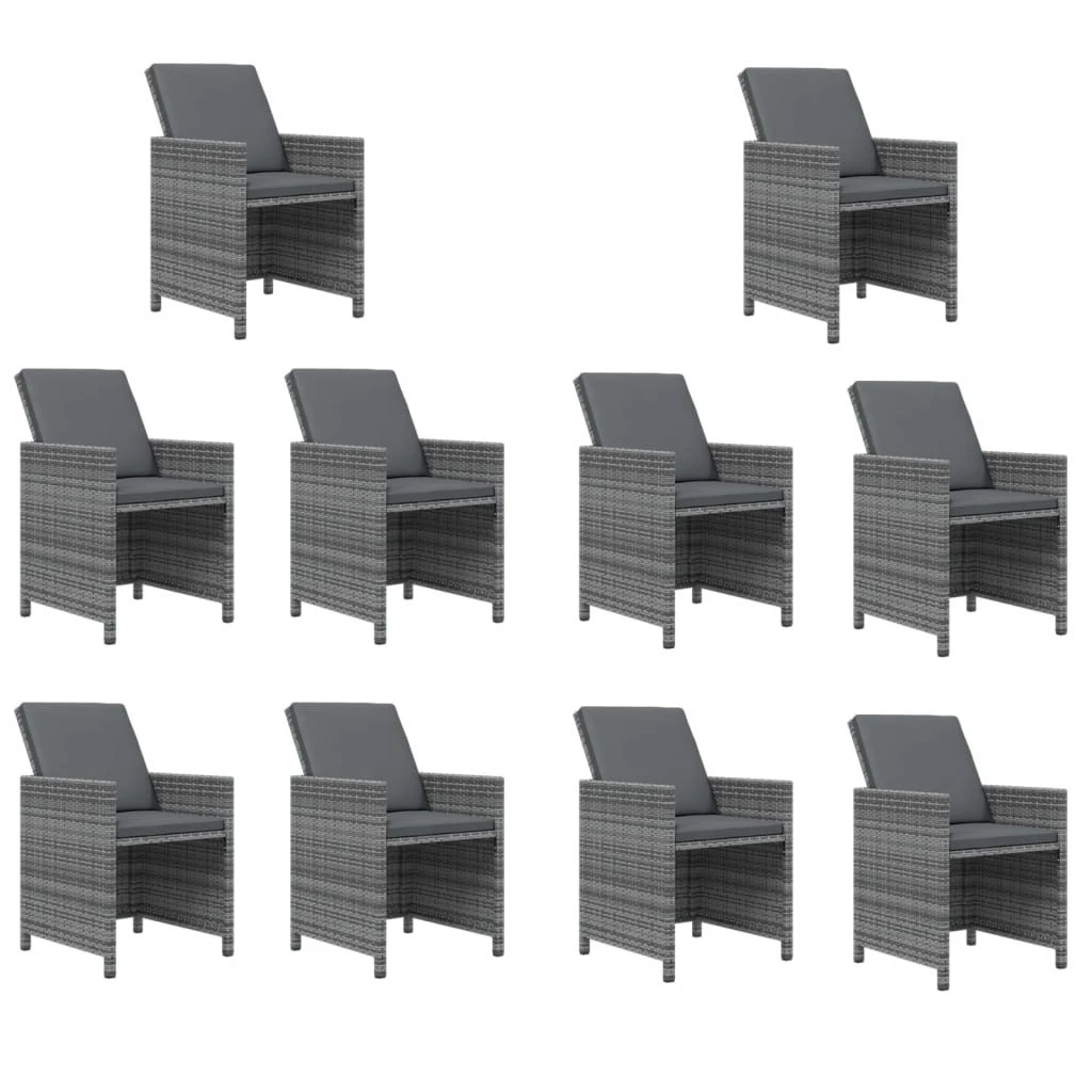 Set Comedor Jardín 11 Pzas Con Cojines Ratán Sintético Gris VidaXL - Imagen 4