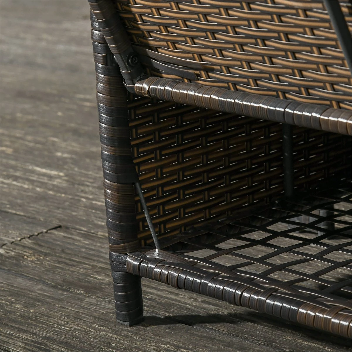 Outsunny Sofá De Ratán De 2 Plazas Con Mesitas Y Reposapiés De Almacenaje Tumbona De Jardín Con Respaldo Inclinable Y Cojines Gruesos Desenfundables 130x72x96 Cm Marrón Y Beige - Imagen 5