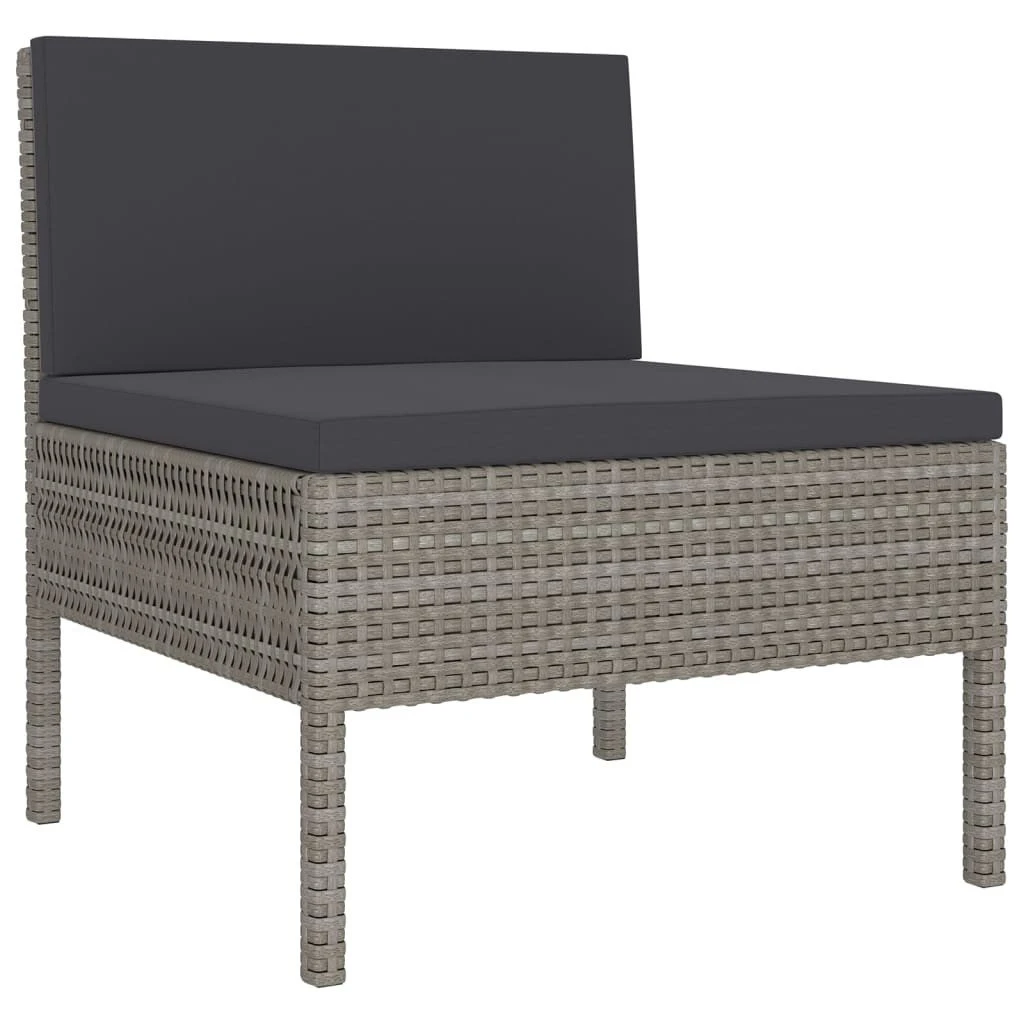 Set De Muebles De Jardín 11 Pzas Y Cojines Ratán Sintético Gris VidaXL - Imagen 5