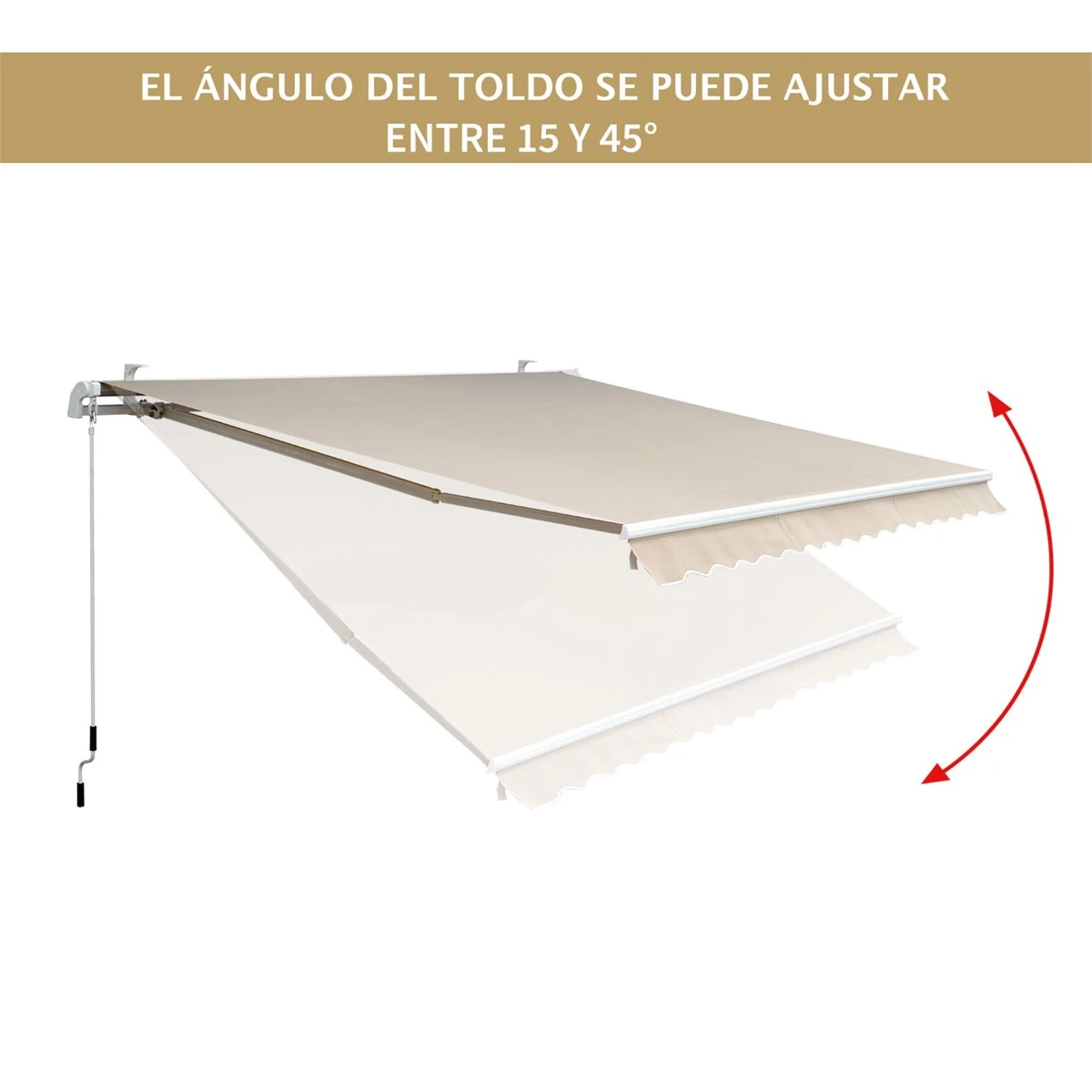 Outsunny Toldo Manual Plegable De Aluminio 295x250cm Ángulo Ajustable Manivela Para Exterior Balcón Jardín Terraza Crema - Imagen 7