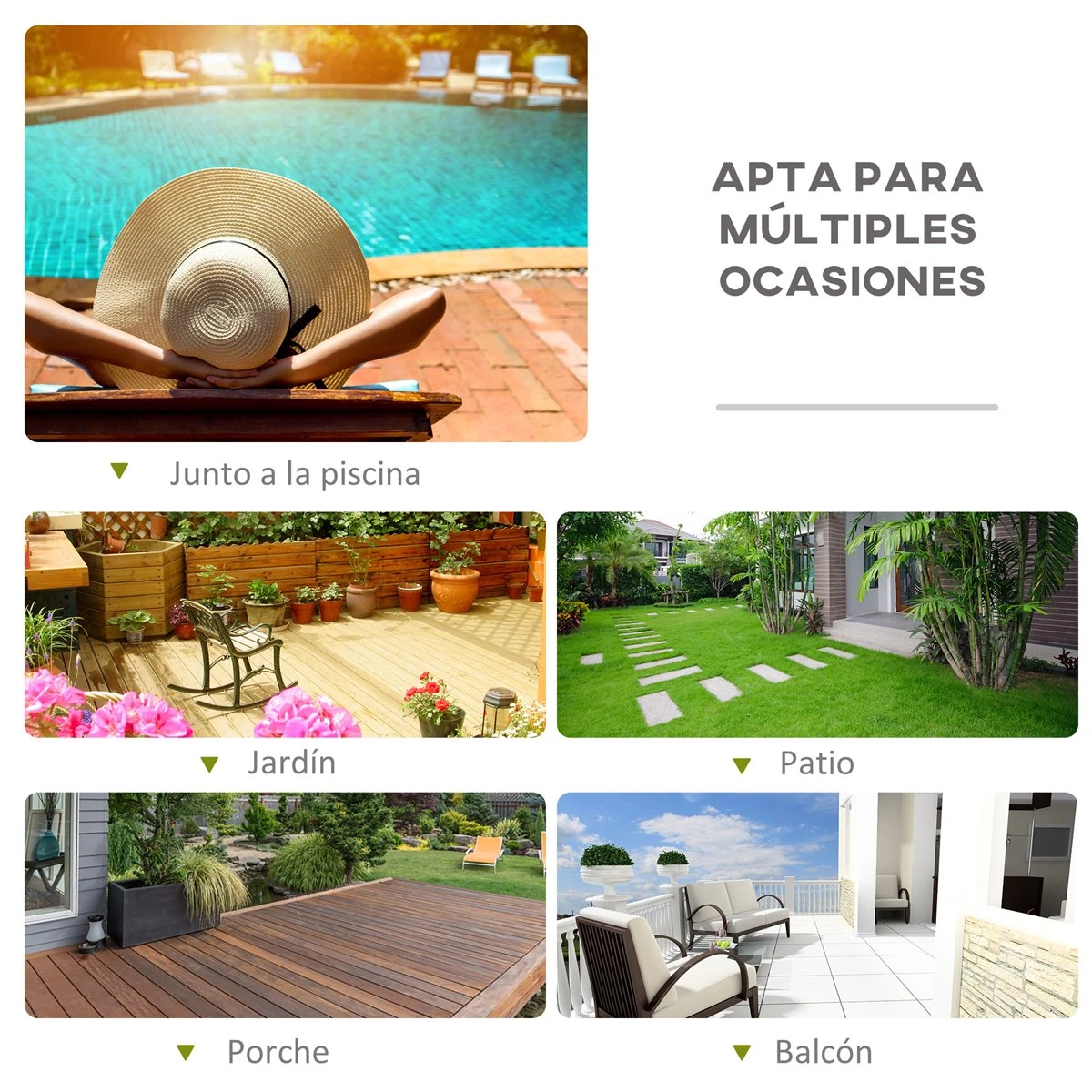 Outsunny Tumbona Mecedora De Jardín Con Reposacabezas Extraíble Sillón Tumbona Ergonómica De Exterior Plegable Tela De Texteline Para Patios Piscina Al Aire Libre 80x154x84 Cm Verde - Imagen 7