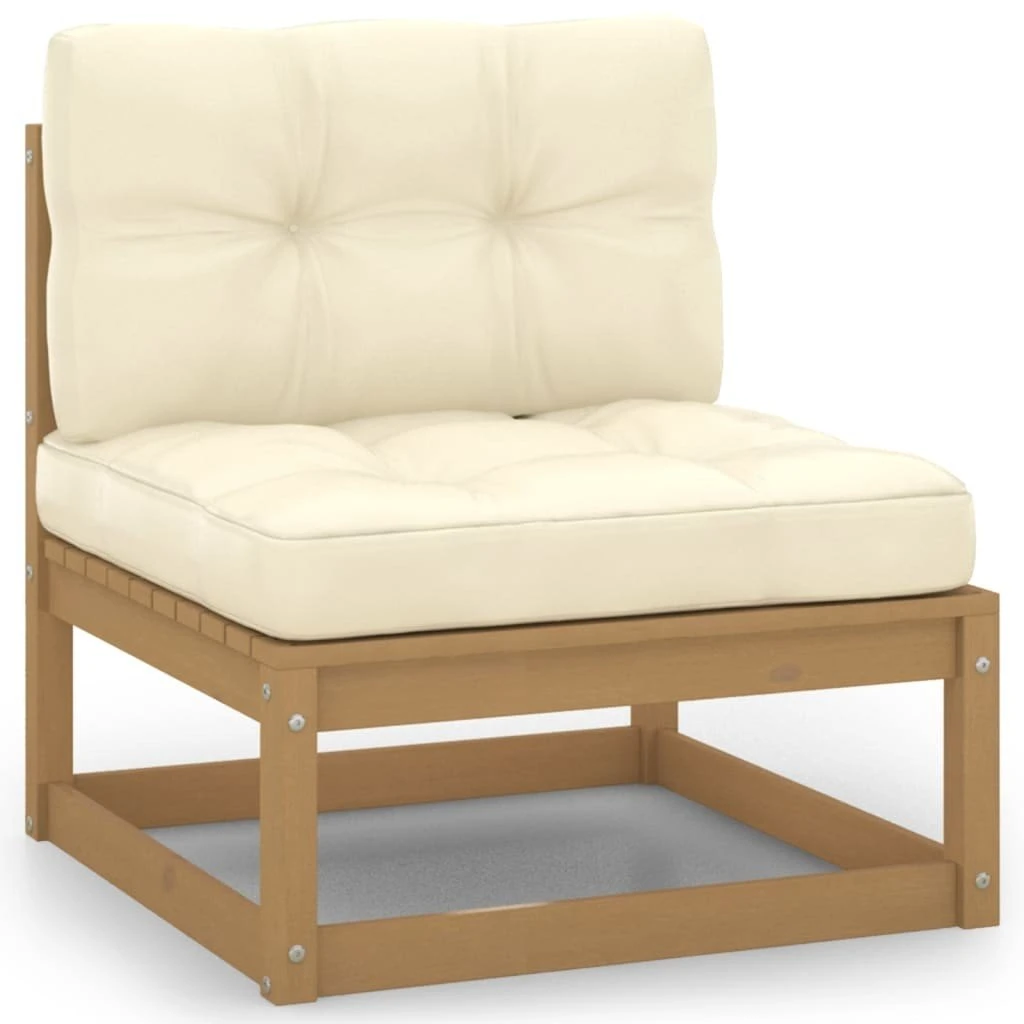 Set De Muebles De Jardín 8 Pzs Cojines Madera Pino Marrón Miel VidaXL - Imagen 5