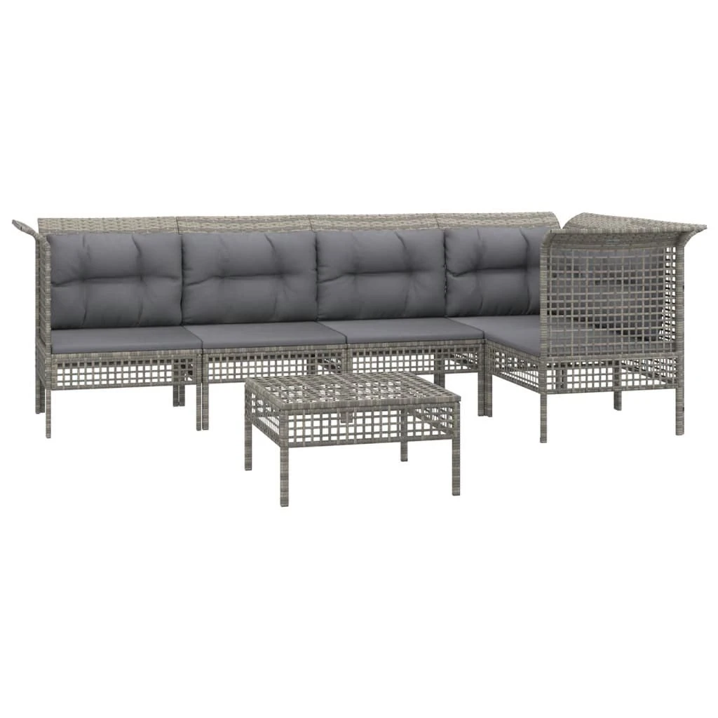 Set De Muebles De Jardín 6 Pzas Y Cojines Ratán Sintético Gris VidaXL - Imagen 2