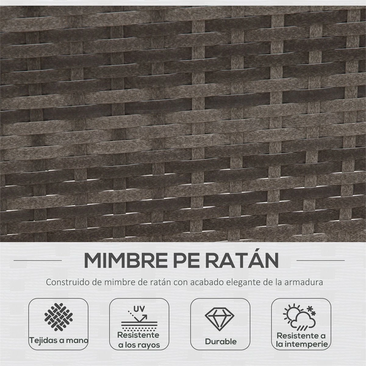 Outsunny Conjunto De Sofás De Ratán Para Exterior Modulares Con Cojines Desenfundables Mesa De Centro Y Puf Independiente - Imagen 4