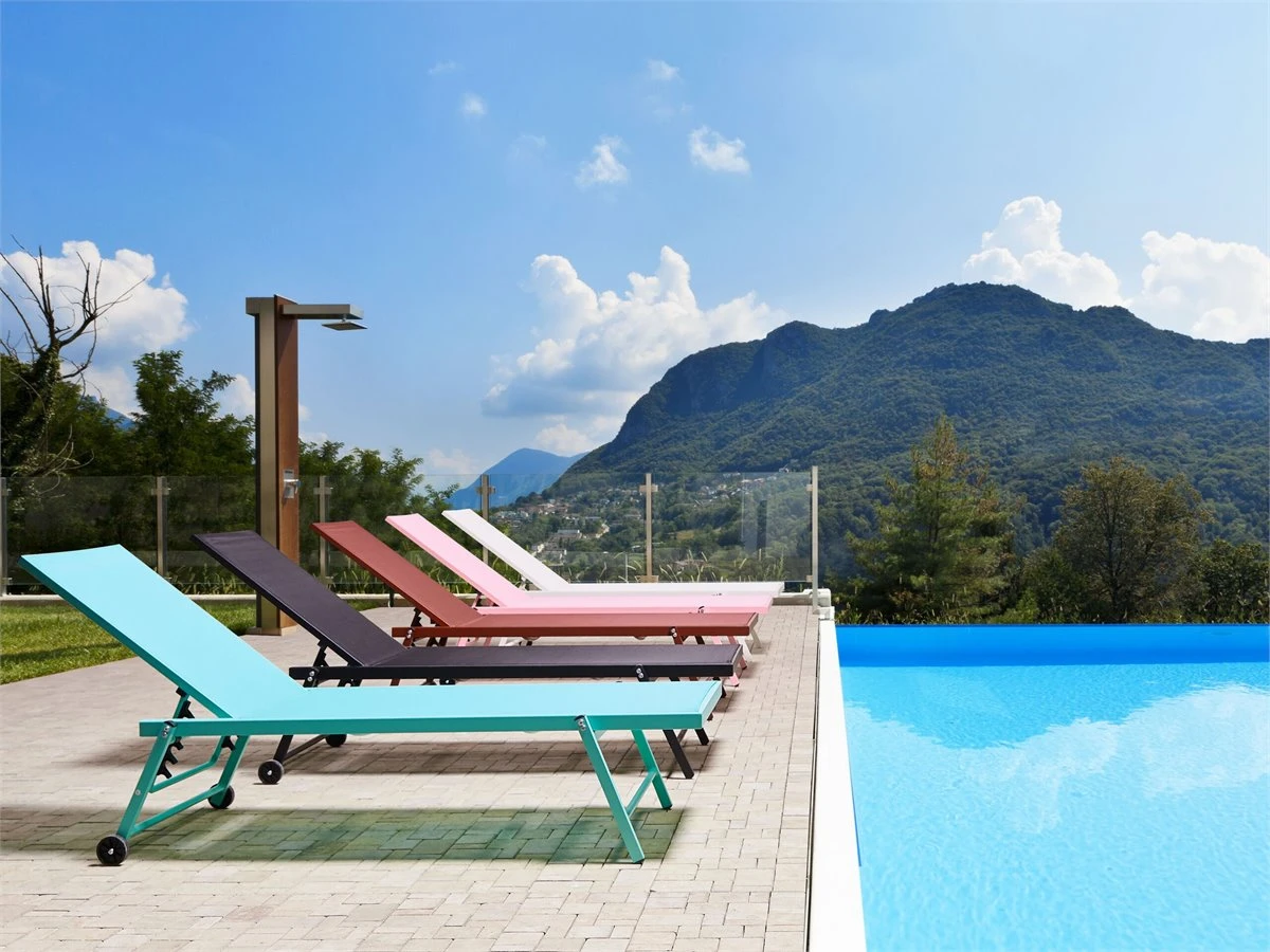 Tumbona Reclinable De Metal/textil Trenzado Negro PORTOFINO - Imagen 5