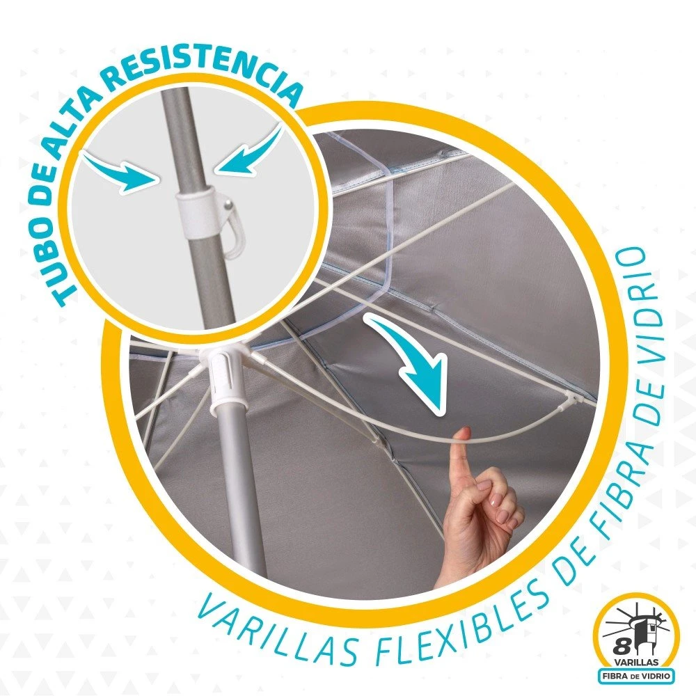 Sombrilla Playa 200 Cm Tubo Aluminio Aktive Beach - Imagen 5