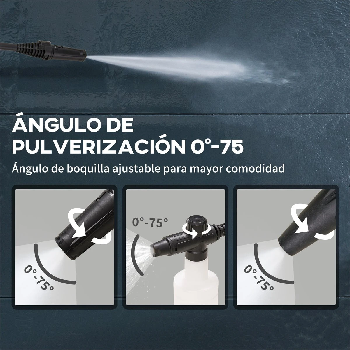 DURHAND Hidrolimpiadora Lavadora De Alta Presi贸n 1600W Caudal 432 L/h Bomba De Aluminio Presi贸n De 135 Bar Manguera De 6 M Incluye Botella De Jab贸n Boquilla Cepillo 32x24x65 Cm Azul - Imagen 5
